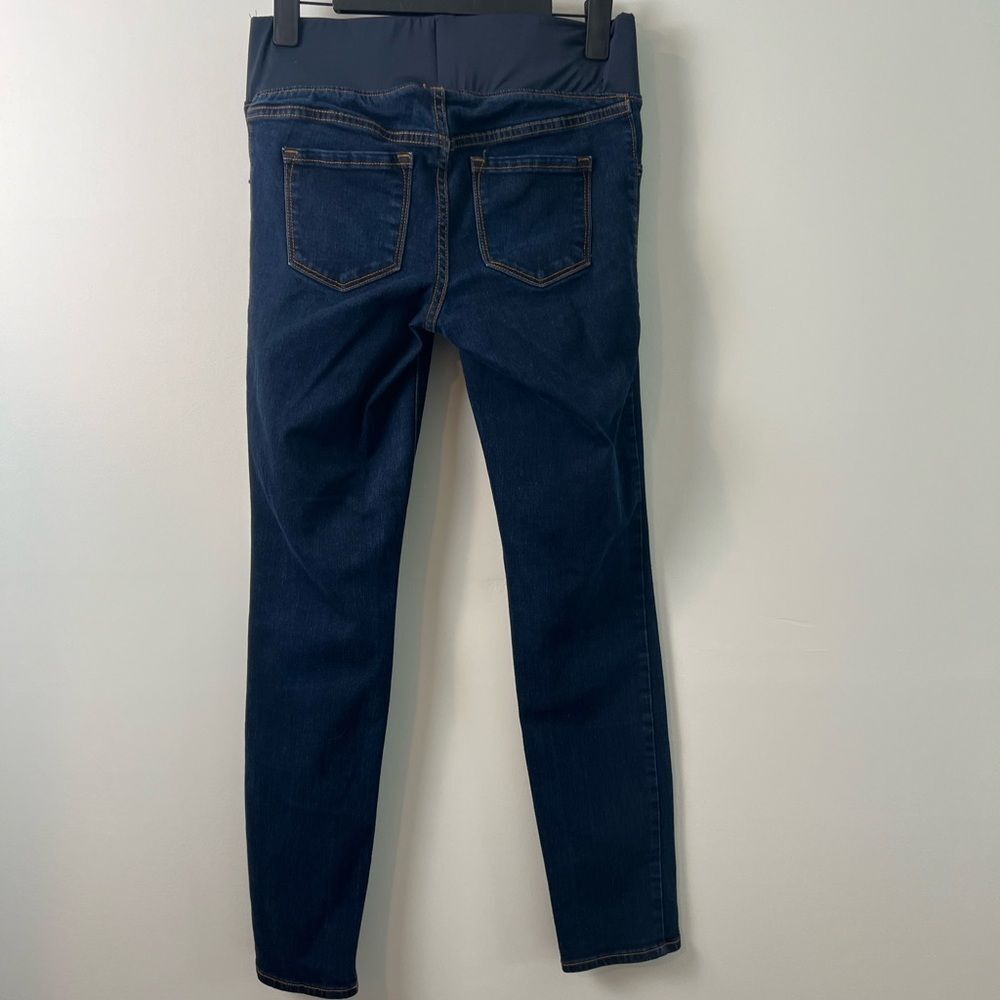 Old Navy Maternity Jeans Dark Wash Skinny SZ 2 Regular Under belly waist flaw